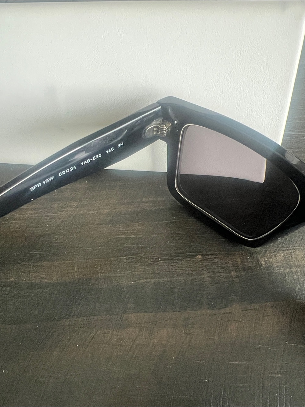 Prada Black Rectangular Sunglasses with Dark Gray Lenses - Picture 2 of 3